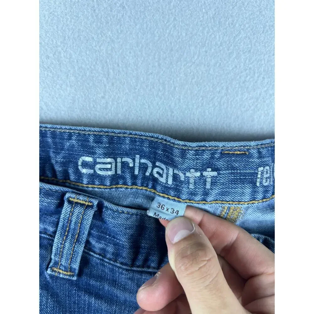Carhartt Denim Jeans 36x34 Relaxed Fit Baggy Dark wash Work wear carpenter